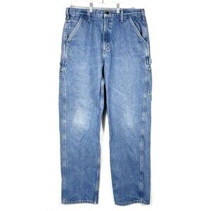 Carhartt 8237 DST Jeans Mens 34x34 Blue Denim Original Fit Work Carpenter Pants